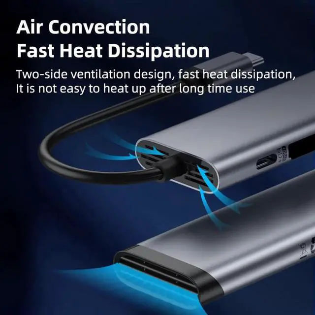 Alt view image 4 of 7 - USB C Hub Type C to HDMI-compatible Multi USB 3.0 2.0 Adapter PD Dock SD/Micro SD Card Reader for Macbook iPad Pro XPS