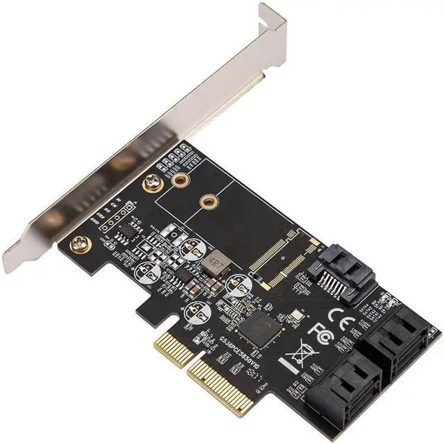 Alt view image 3 of 7 - PCIE to 5 Port SATA III 6g 5 ports controller card PCIe 3.0 x4 expansion card with Low Profile Bracket