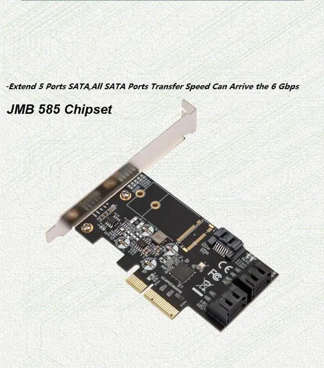 Alt view image 6 of 7 - PCIE to 5 Port SATA III 6g 5 ports controller card PCIe 3.0 x4 expansion card with Low Profile Bracket