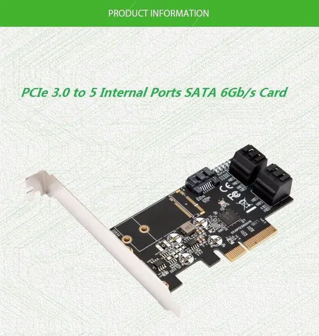 Alt view image 4 of 7 - PCIE to 5 Port SATA III 6g 5 ports controller card PCIe 3.0 x4 expansion card with Low Profile Bracket