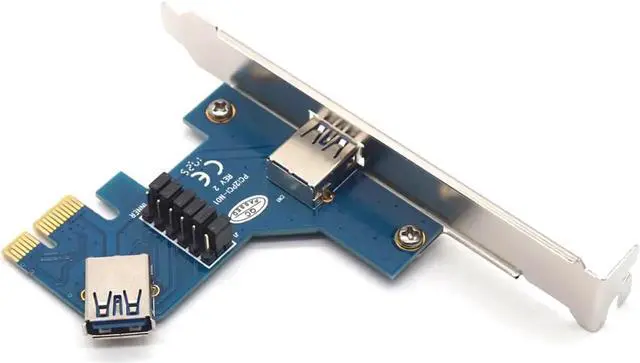 Alt view image 6 of 7 - PCI-e x1 to 2 ports PCIe slots Adapter PCI express to PCIe Riser card with Case