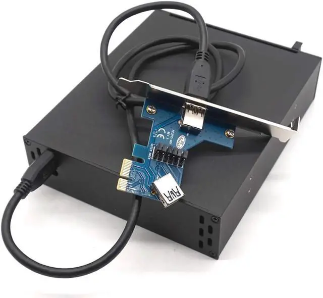 Alt view image 2 of 7 - PCI-e x1 to 2 ports PCIe slots Adapter PCI express to PCIe Riser card with Case