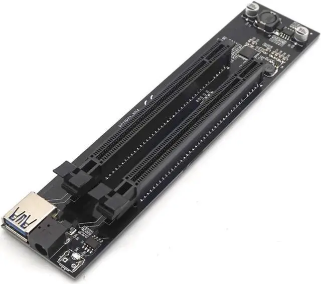 Alt view image 7 of 7 - PCI-e x1 to 2 ports PCIe slots Adapter PCI express to PCIe Riser card with Case