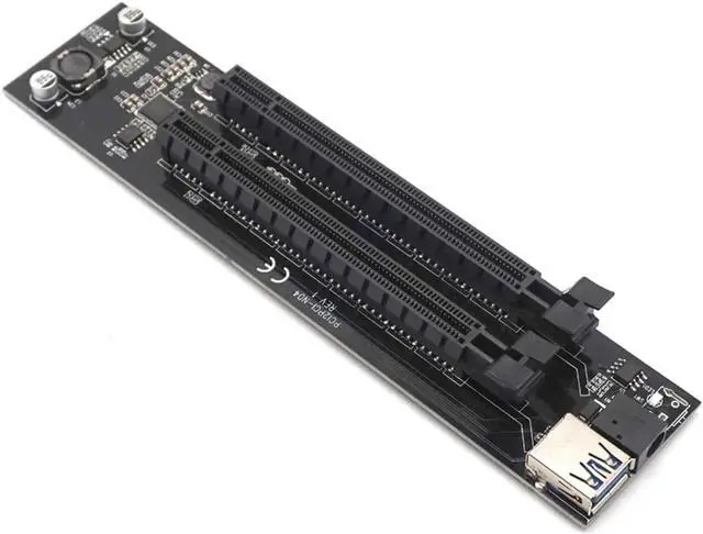 Alt view image 4 of 7 - PCI-e x1 to 2 ports PCIe slots Adapter PCI express to PCIe Riser card with Case
