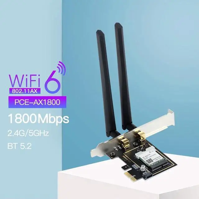 Main image of WIFI 6 1800Mbps Bluetooth5.2 Dual Band 2.4G/5GHz 802.11AX WiFi Card Network Adapter PCI-E Wireless Card