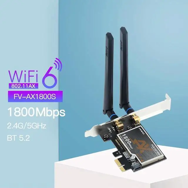Main image of WIFI 6 1800Mbps Bluetooth5.2 Dual Band 2.4G/5GHz 802.11AX WiFi Card Network Adapter PCI-E Wireless Card Blue