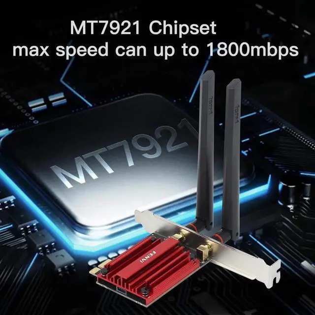 Alt view image 4 of 6 - WIFI 6 1800Mbps Bluetooth5.2 Dual Band 2.4G/5GHz 802.11AX WiFi Card Network Adapter PCI-E Wireless Card Blue