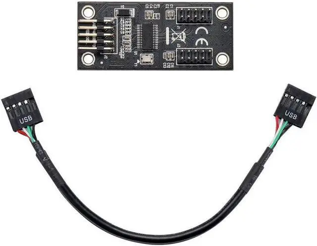 Alt view image 6 of 7 - USB Hub USB Splitter USB2.0 9Pin to Dual 9Pin Hub Adapter Riser Motherboard USB 9Pin Header Connector 1 to 2 Extension Cable