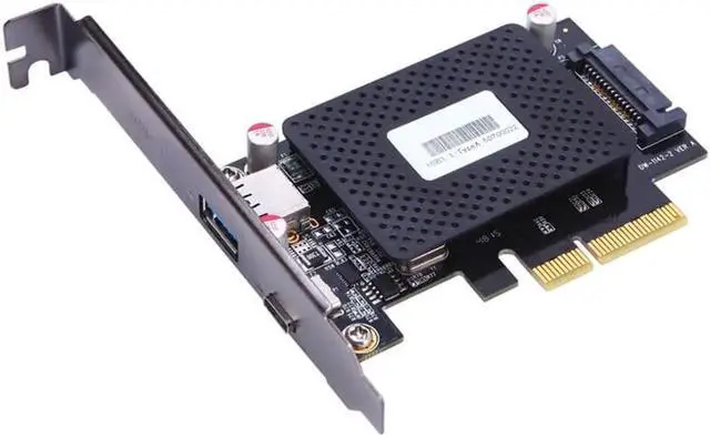 Alt view image 5 of 5 - 10Gb/s PCI-e to usb3.1 Type-C + Type-A expansion card network adapters card For desktop PC computer ASM1142 Chip Protection Case