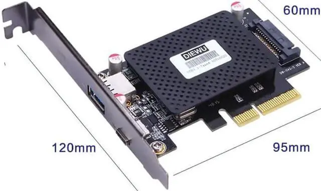 Alt view image 2 of 5 - 10Gb/s PCI-e to usb3.1 Type-C + Type-A expansion card network adapters card For desktop PC computer ASM1142 Chip Protection Case