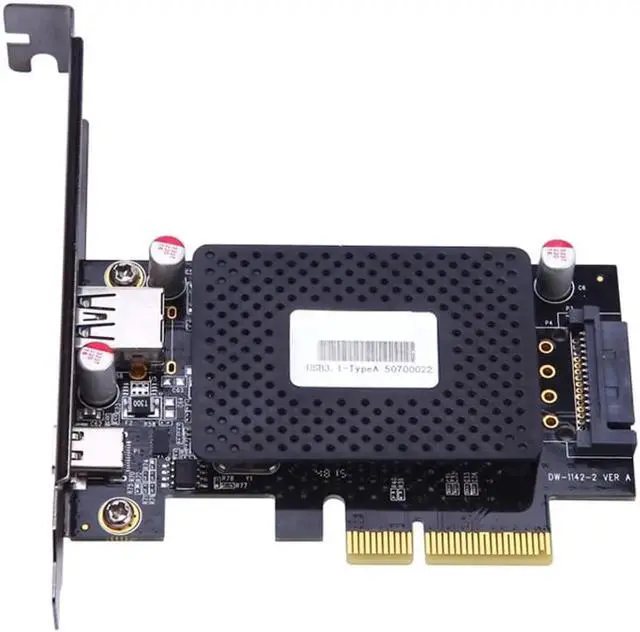 Alt view image 4 of 5 - 10Gb/s PCI-e to usb3.1 Type-C + Type-A expansion card network adapters card For desktop PC computer ASM1142 Chip Protection Case