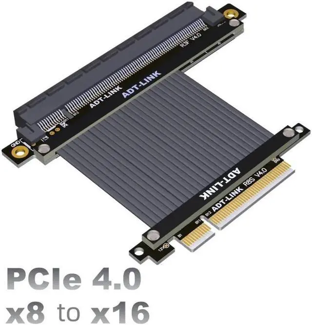 Alt view image 3 of 4 - PCIe 4.0 Riser Cable 4.0 X8 X16 PCI Express Riser Extender Riser Cable for Vertical Mount