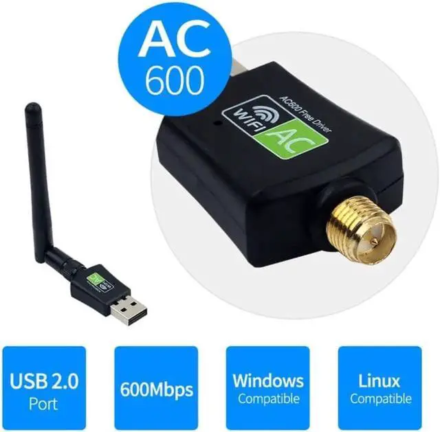 Alt view image 6 of 7 - Free Driver Dual band 600Mbps USB Wifi Adapter Wireless Antenna USB Ethernet PC Wi-Fi Adapter Lan Wifi Dongle AC Wifi Receiver