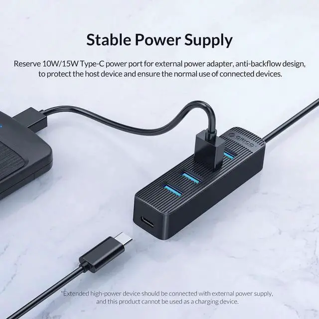 Alt view image 4 of 7 - 4 Port USB 3.0 HUB With Type C Power Supply Port For PC Laptop Computer 7 Port USB Splitter USB3.0 OTG Adapter