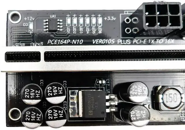 Alt view image 2 of 7 - 6pcs Riser 010 USB 3.0 PCIE Riser PCI Express X16 Extender Adapter 010S Plus GPU Riser Card SATA 15pin to 6pin Power Marquee LED