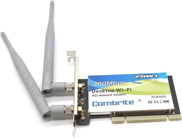 Main image of BCM4322 300Mbps 2.4G Wireless Wlan Wifi PCI Card Desktop Adapter With 6dBi wifi Antenna High Speed