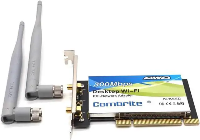 Alt view image 6 of 7 - BCM4322 300Mbps 2.4G Wireless Wlan Wifi PCI Card Desktop Adapter With 6dBi wifi Antenna High Speed