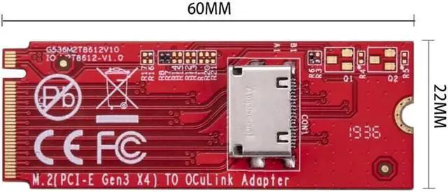 Alt view image 5 of 7 - M.2 M-key PCI-E 3.0 to Oculink SFF-8612 host Adapter for PCIe NVMe SSD