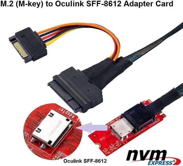 Main image of M.2 M-key PCI-E 3.0 to Oculink SFF-8612 host Adapter for PCIe NVMe SSD