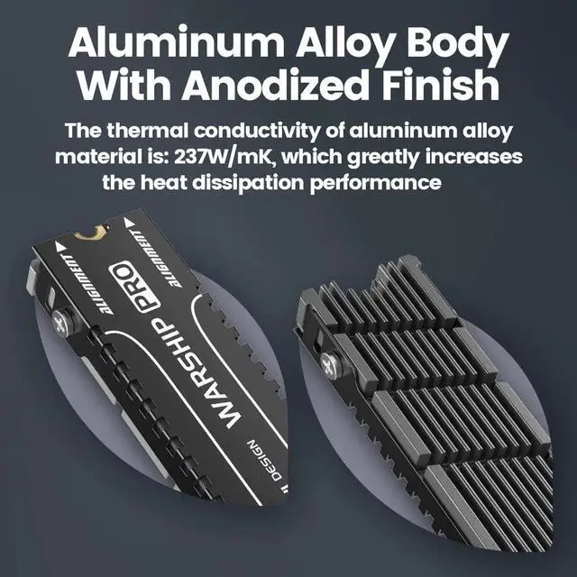 Alt view image 5 of 7 - Cooler II 2280 SSD Heatsink M.2 NVME Radiator Magnesium Aluminum Alloy PC Efficient Radiator with Thermal Silicone pad