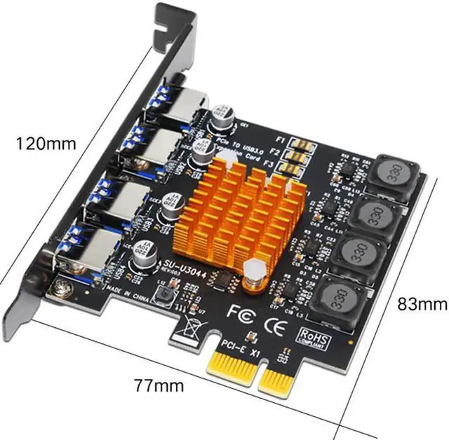 Alt view image 6 of 7 - 4 Port USB 3.0 PCI Express Card USB 3.0 PCI-E Expansion Card Adapter PCIE USB 3.0 HUB Controller Cards USB3.0 PCIE Extender Card
