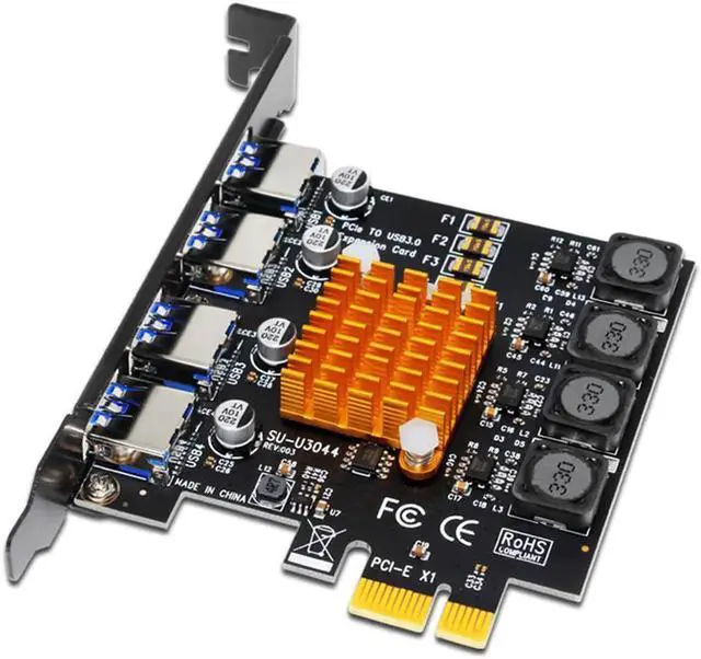 Alt view image 4 of 7 - 4 Port USB 3.0 PCI Express Card USB 3.0 PCI-E Expansion Card Adapter PCIE USB 3.0 HUB Controller Cards USB3.0 PCIE Extender Card