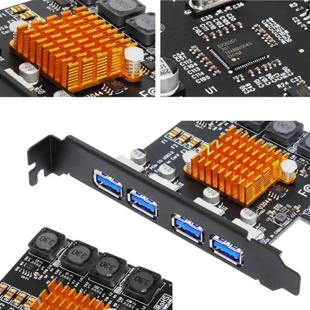 Alt view image 7 of 7 - 4 Port USB 3.0 PCI Express Card USB 3.0 PCI-E Expansion Card Adapter PCIE USB 3.0 HUB Controller Cards USB3.0 PCIE Extender Card