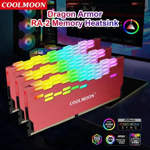 Alt view image 3 of 7 - RA-2 RAM Memory Heat Sink Cooler 5V 3Pin ARGB Colorful Mental Heat For Desktop Computer Cooling PC Accessories