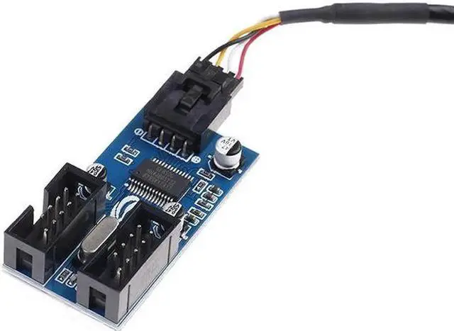 Alt view image 4 of 4 - 9pin USB header Male 1 to 2 1 to 4Female Extension Cable Card Desktop 9-Pin USB HUB USB 2.0 9 pin Connector Port Multiplier