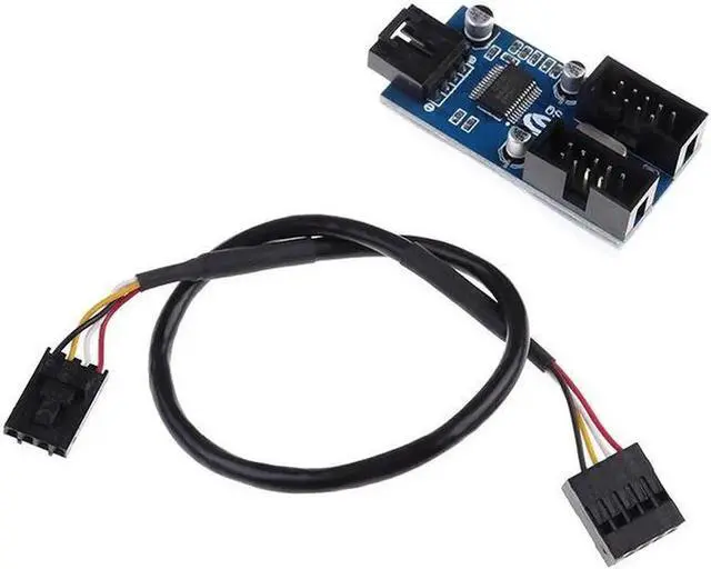 Main image of 9pin USB header Male 1 to 2 1 to 4Female Extension Cable Card Desktop 9-Pin USB HUB USB 2.0 9 pin Connector Port Multiplier
