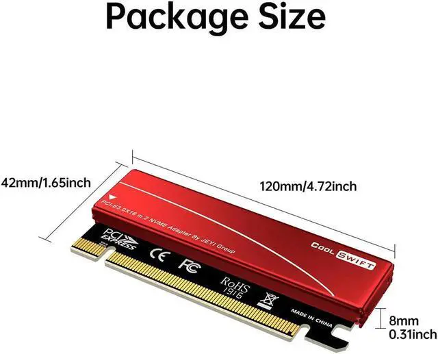 Alt view image 7 of 7 - M.2 NVME To PCIE 4.0 X16 Adapter, pcie x16 Gen4 Expansion Card with Aluminum Heatsink Case, For Samsung 980 PRO, 970 EVO