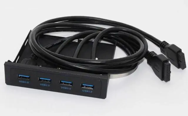 Alt view image 5 of 6 - 19Pin 20Pin 4 Port USB 3.0 HUB Front Panel Combo Bracket USB 3.0 Hub Adapter for PC Desktop 3.5" FDD Floppy Disk Drive Bay