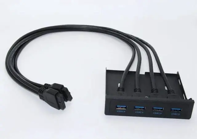 Alt view image 3 of 6 - 19Pin 20Pin 4 Port USB 3.0 HUB Front Panel Combo Bracket USB 3.0 Hub Adapter for PC Desktop 3.5" FDD Floppy Disk Drive Bay