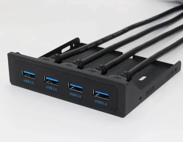 Alt view image 2 of 6 - 19Pin 20Pin 4 Port USB 3.0 HUB Front Panel Combo Bracket USB 3.0 Hub Adapter for PC Desktop 3.5" FDD Floppy Disk Drive Bay