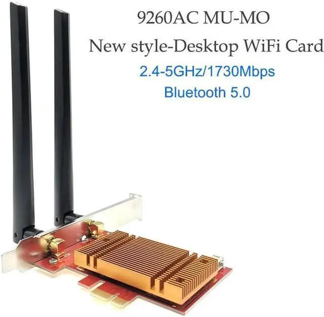 Main image of Desktop Computer Wireless-AC Adapter 9260 9260ac Dual Band 1730Mbps MU-MIMO for Windows 10 WiFi Bluetooth 5.0 PCI-E 1X Card