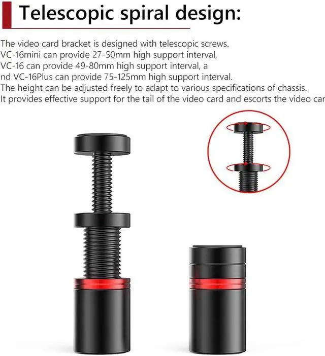 Alt view image 6 of 7 - VC-16 Graphics Card Support Bracket Magnetic Protection Graphics Card Bracket Telescopic Anti Slip for ATX / M-ATX / ITX