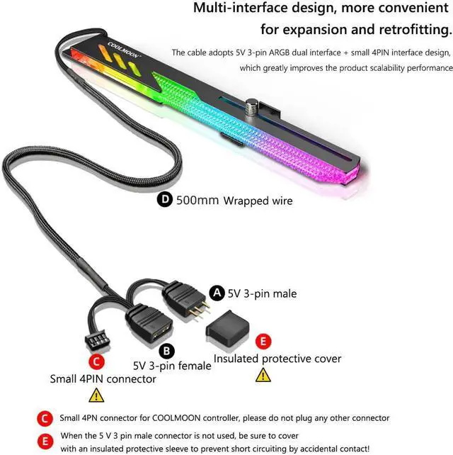 Alt view image 3 of 7 - GT8 Graphics Card Bracket 5V ARGB LED Light Bar Synchronous Horizontal Chassis GPU Support VGA Holder Video Card Stand