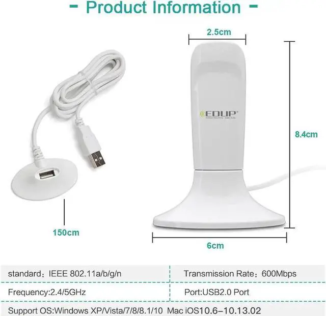 Alt view image 7 of 7 - Feature:
Instant 802.11ax Wi-Fi upgrade for your desktop PC: no more messy Ethernet cables needed;
The Wi-Fi 6 AX200 802.11ax chip for super-fast connections up to 2400Mbps;
Selectable dual-band 2.4