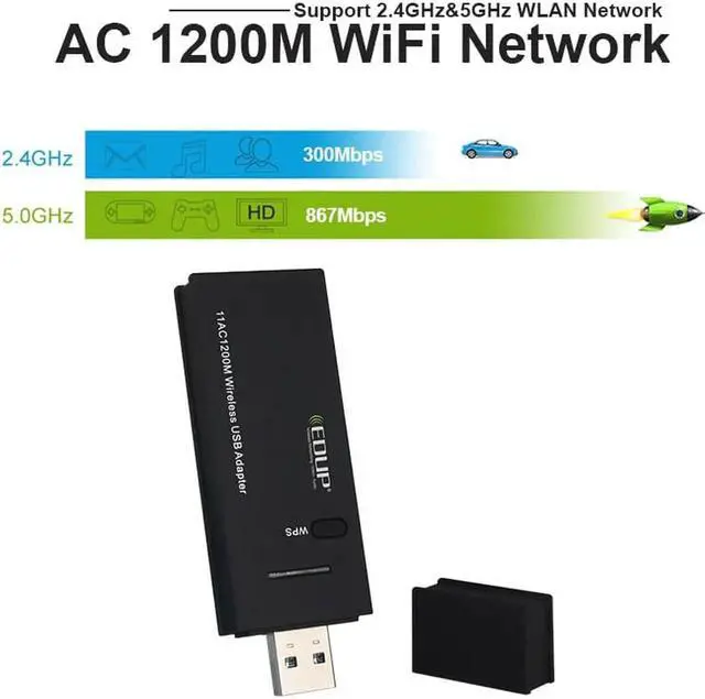 Alt view image 6 of 7 - USB WIFI Adapter 1200Mbps Wireless AC Network Card USB3.0 Dual Band 2.4G/5.8G Wifi Receiver Dongle 802.11AC For Laptop PC