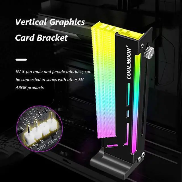 Alt view image 5 of 7 - CM-GH2 Vertical GPU Cooling Support Bracket Colorful 5V A-RGB Bracket Computer Graphics Video Card Stand GPU Holder