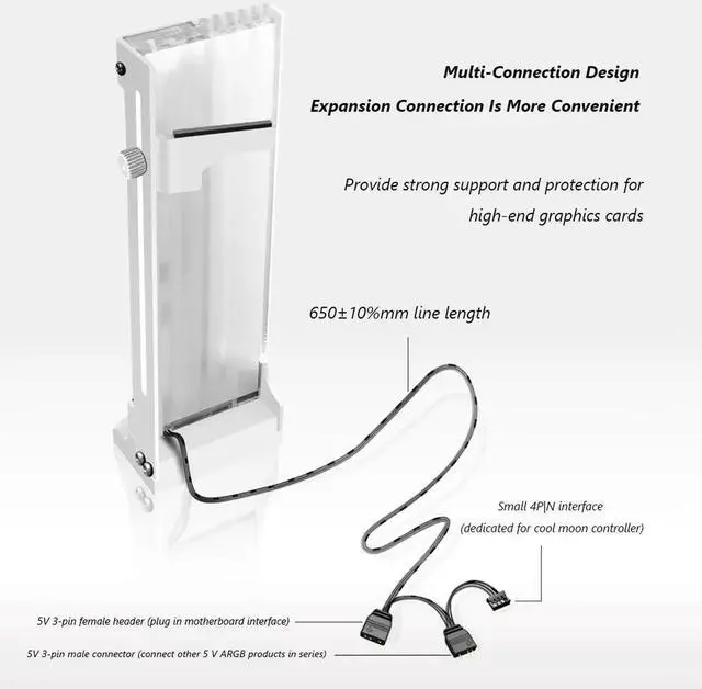 Alt view image 2 of 7 - CM-GH2 Vertical GPU Cooling Support Bracket Colorful 5V A-RGB Bracket Computer Graphics Video Card Stand GPU Holder