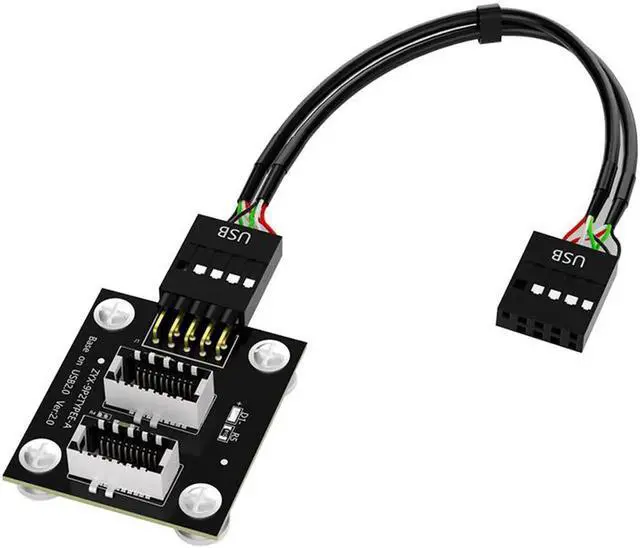 Main image of Dual USB 3.1 Front Panel Socket Key-A Type-E to USB 2.0 9Pin Mainboard Header Male Cable Extension Adapter with Magnetic Pad
