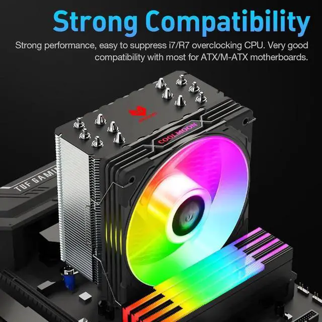 Main image of AS600 6 Heat Pipes CPU Cooler Fan Radiator 4 Pin PWM 5V 3PIN ARGB AURA SYNC CPU Cooling Fan For Intel LGA1700 AM5
