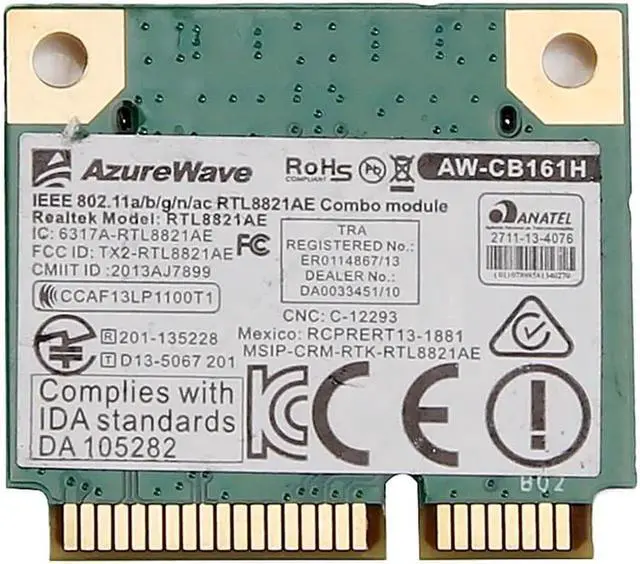 Alt view image 5 of 5 - Dual band Wireless-AC 433Mbps 802.11ac WiFi Realtek RTL8821 Wlan Bluetooth 4.0 Mini PCi-E Card Azurewave AW-CB161N Adapter