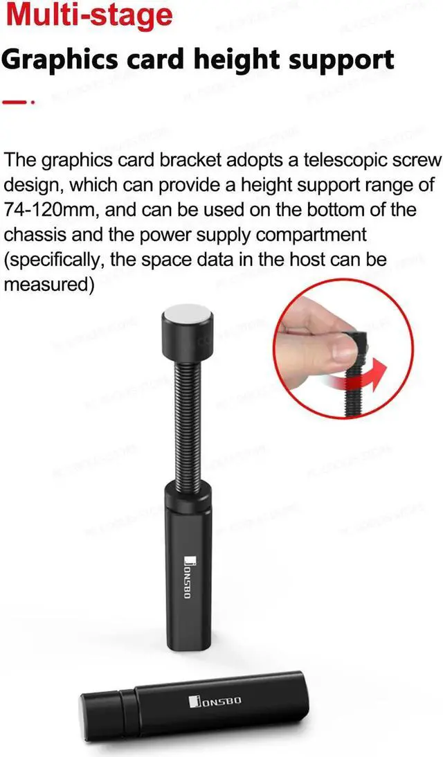 Alt view image 7 of 7 - VC-20 Telescopic Graphics Card Holder Aluminum Alloy Stand GPU Support ITX MATX PC Case Video Cards Bracket