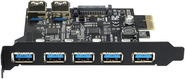 Alt view image 5 of 6 - SuperSpeed USB 3.0 7 Port PCI-E Express card with a 15pin SATA Power Connector PCIE Adapter NEC720201 and GL3510 chipsets
