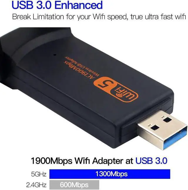 Alt view image 3 of 7 - Wifi Adapter Dual Band 1900M Wi-Fi USB 3.0 Wireless Dongle Antenna LAN Ethernet 5G 2.4Ghz Network Card AP Receiver