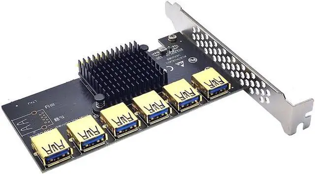 Alt view image 4 of 5 - PCI Express Multiplier PCIE 1 to 6 USB3.0 Riser Card for PCI Express X16 Riser Graphic Card ETH Bitcoin Miner Mining