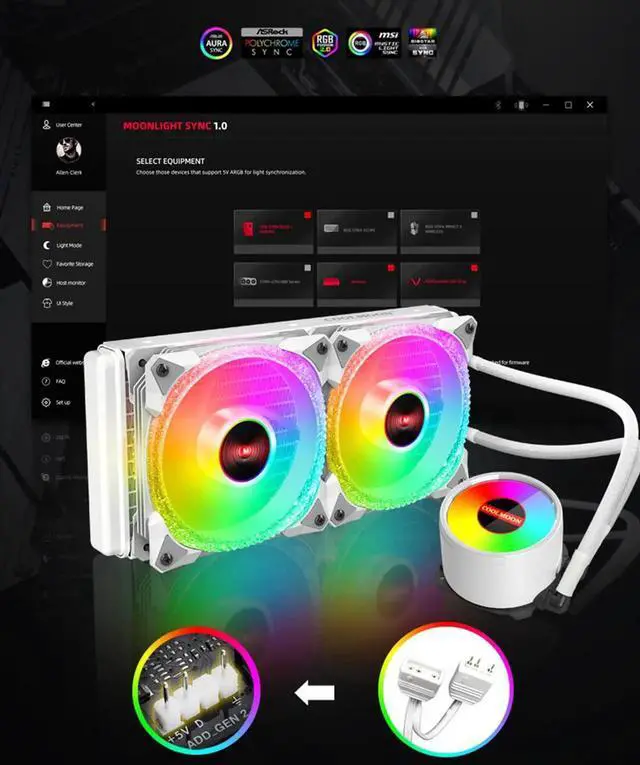 Alt view image 3 of 6 - 5V 3Pin ARGB Water Cooling for LGA1700/115X/2011/AM4 240mm Diamond Style AIO CPU Cooler Liquid Ventilador PWM Radiator