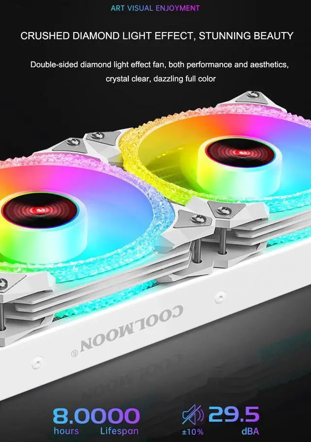 Alt view image 6 of 6 - 5V 3Pin ARGB Water Cooling for LGA1700/115X/2011/AM4 240mm Diamond Style AIO CPU Cooler Liquid Ventilador PWM Radiator